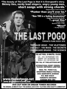 Promotional poster for "The Last Pogo" DVD. The great Colin Brunton used a quote from a "Harvey Dog's Carnival" blog post. 2008.