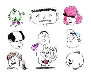 Cartoon Faces - drawings by Harvey Dog 2023