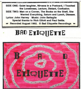"Bad Etiquette" cassette cover. 1992.
