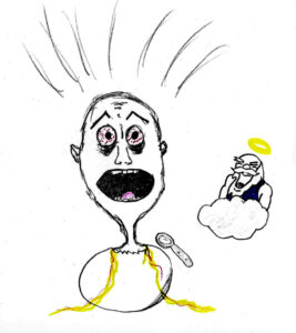 Social Anxiety (aka/ God Is Laughing) - drawing by Harvey Dog 2021 for the "Why Do I Feel So Bad?" video.